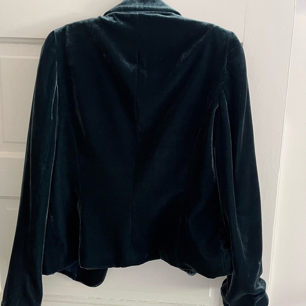 Banana Republic Blue-Green Velvet Jacket, Size 12 - Picture 2 of 4